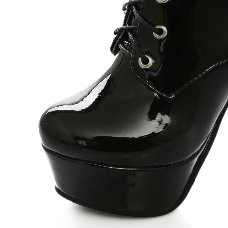 Slutty Kitty Fetish Platform Ankle Boot Heels