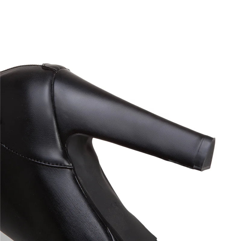 Do Me In The Booty Side Buckle Platform Ankle Boot Heels