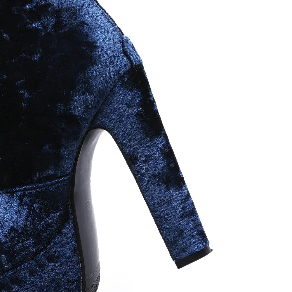 Sugar Me Velvet Platform Ankle Boot Heels