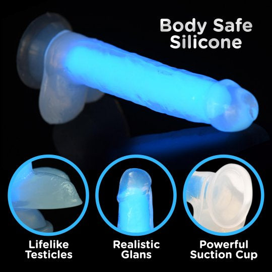 7 Inch Glow-in-the-Dark Silicone Dildo with Balls