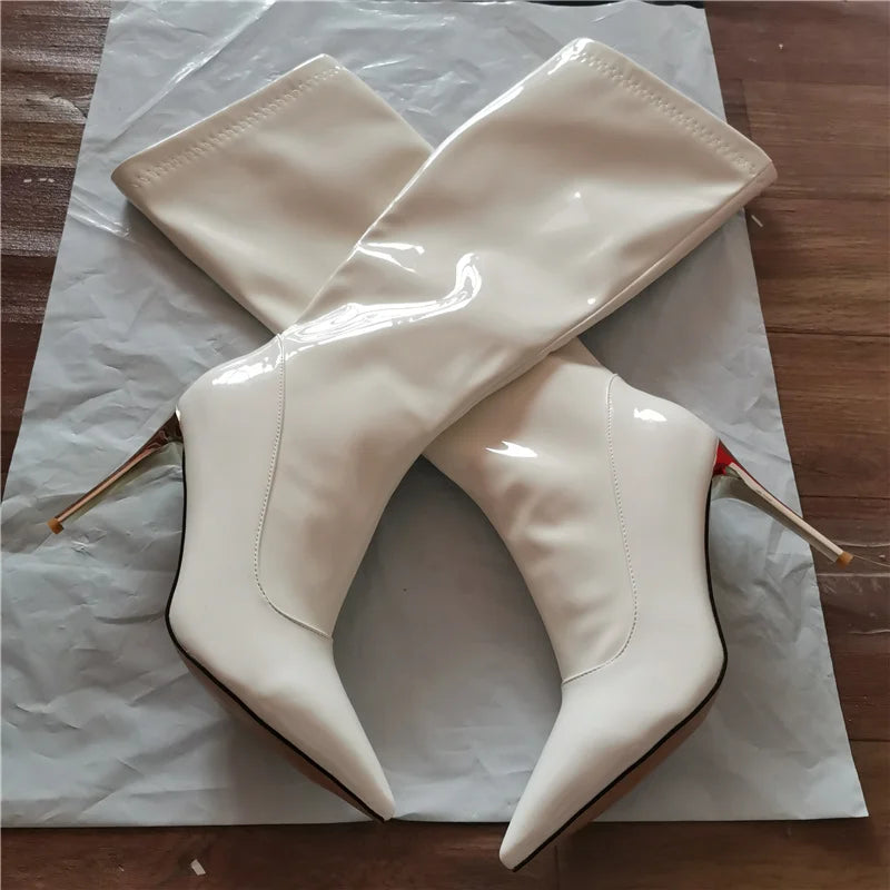 Bend Me Over Do Me On The Sidewalk Rubber Zipper Knee High Boots