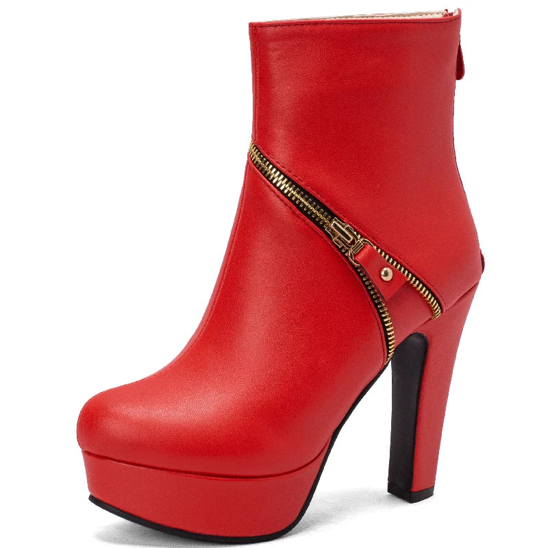 Knock Me Up Naughty Zipper Ankle Boot Heels