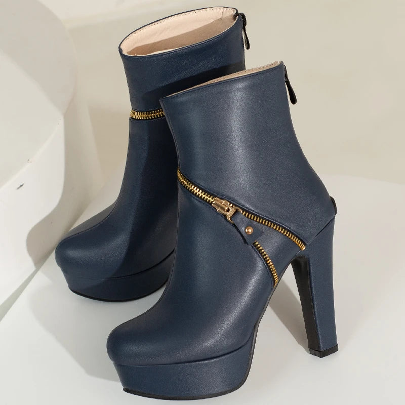 Knock Me Up Naughty Zipper Ankle Boot Heels