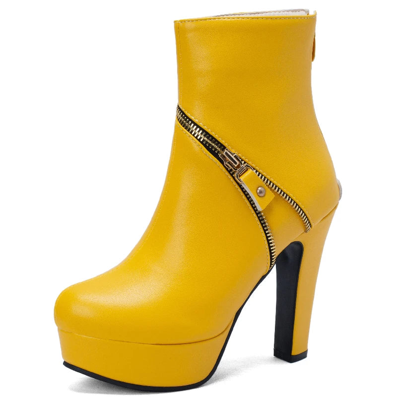 Knock Me Up Naughty Zipper Ankle Boot Heels