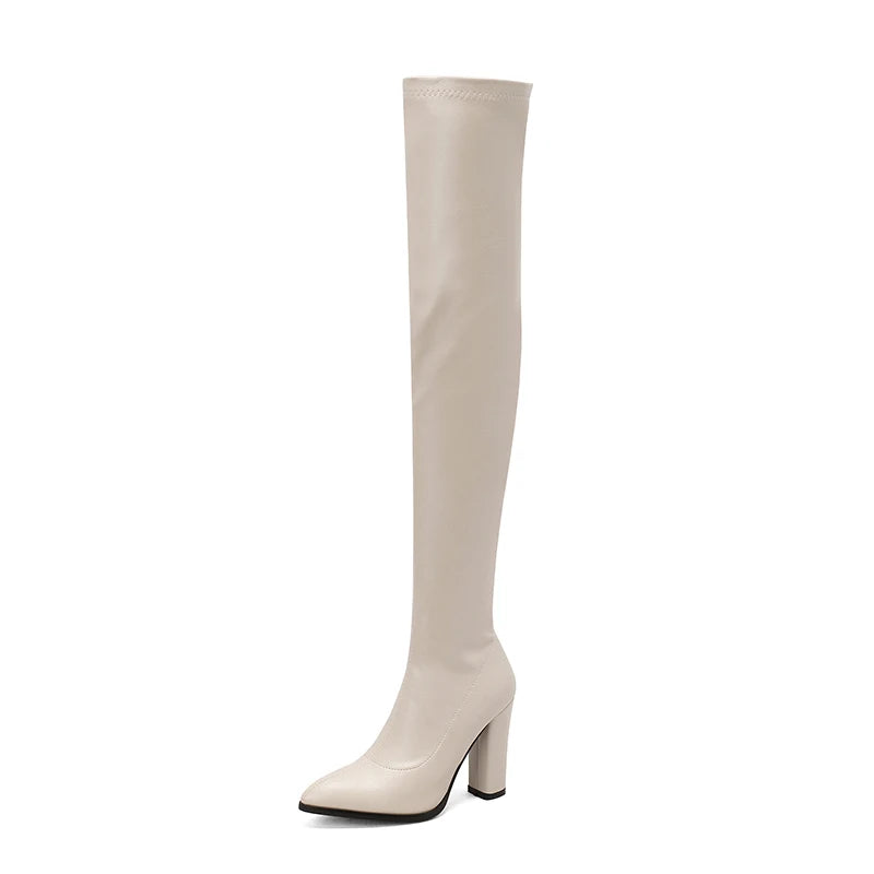 Sexy Hump Me Daddy Elastic Over Knee Thigh High Boot Heels