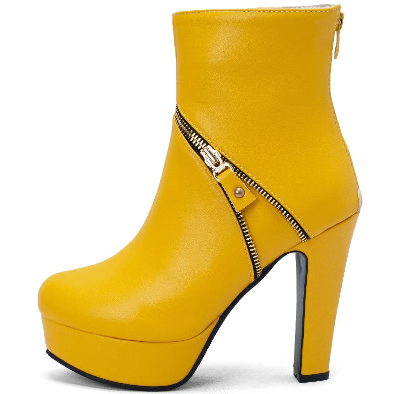 Knock Me Up Naughty Zipper Ankle Boot Heels