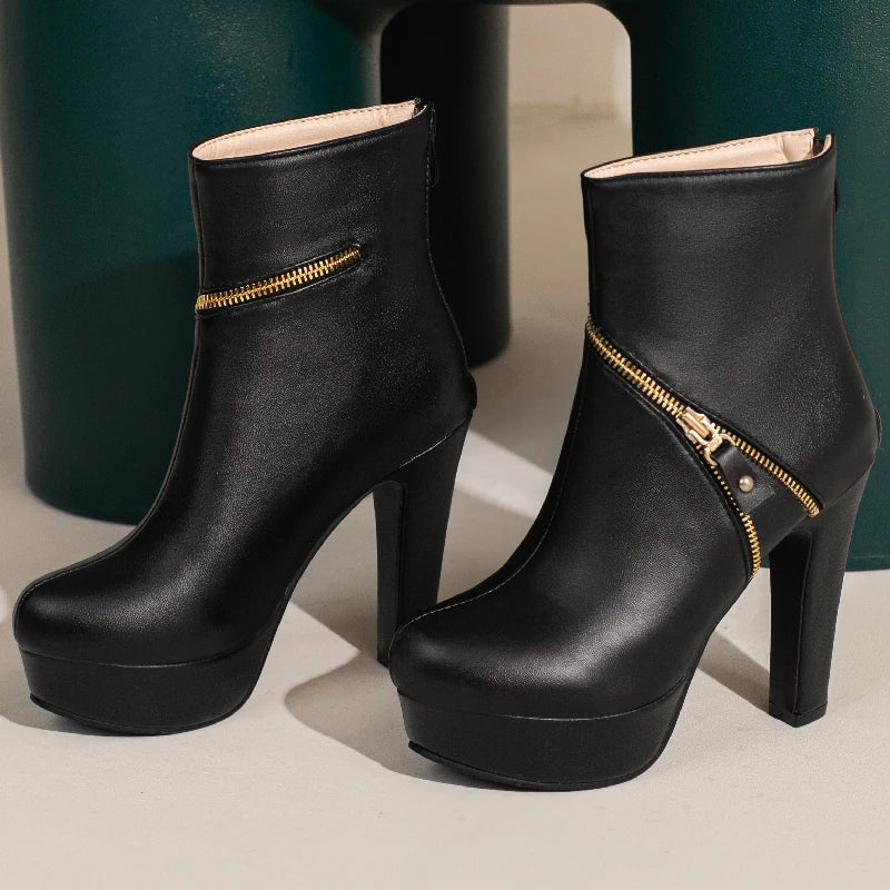 Knock Me Up Naughty Zipper Ankle Boot Heels