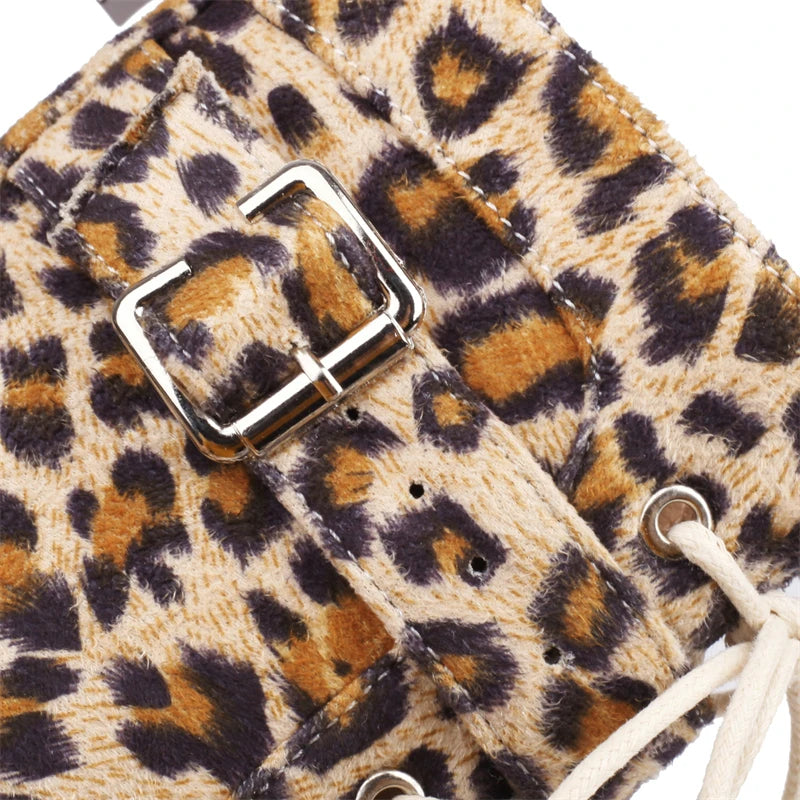 Peeping Pete Open Toe Leopard Ankle Boot Heels
