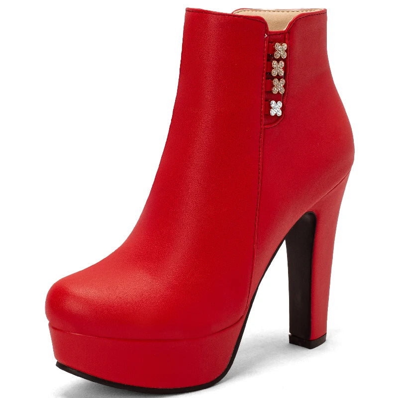 Disco Crystal Side Ankle Boot Heels
