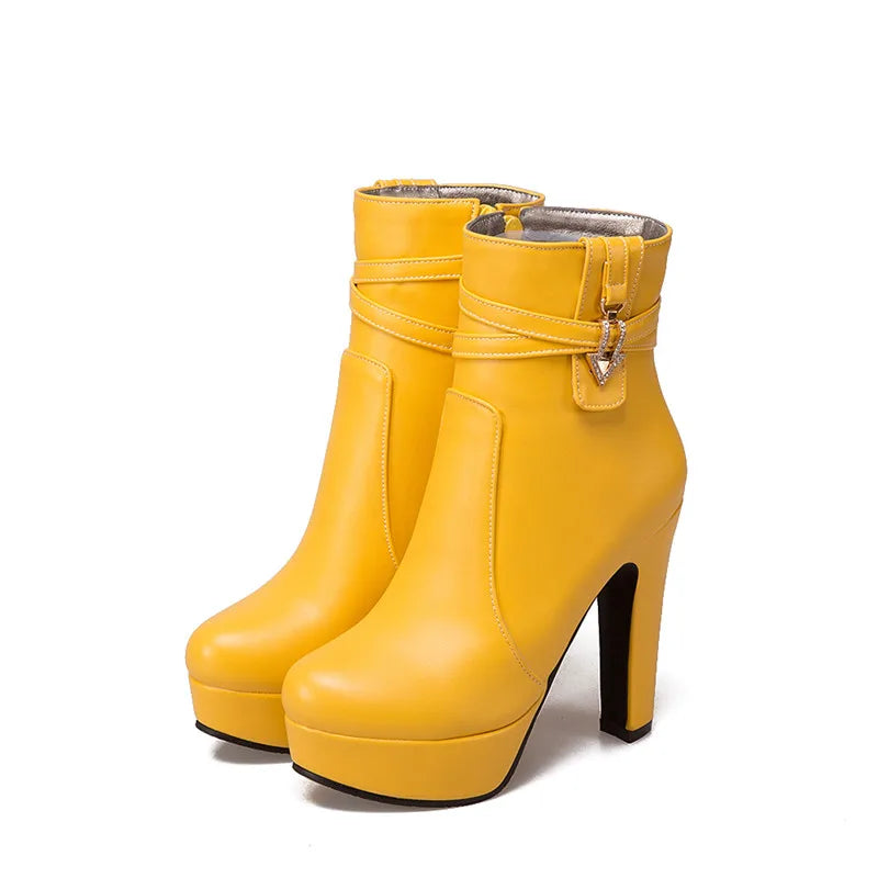 Fierce Felicia Fashion Buckle Ankle Boot Heels