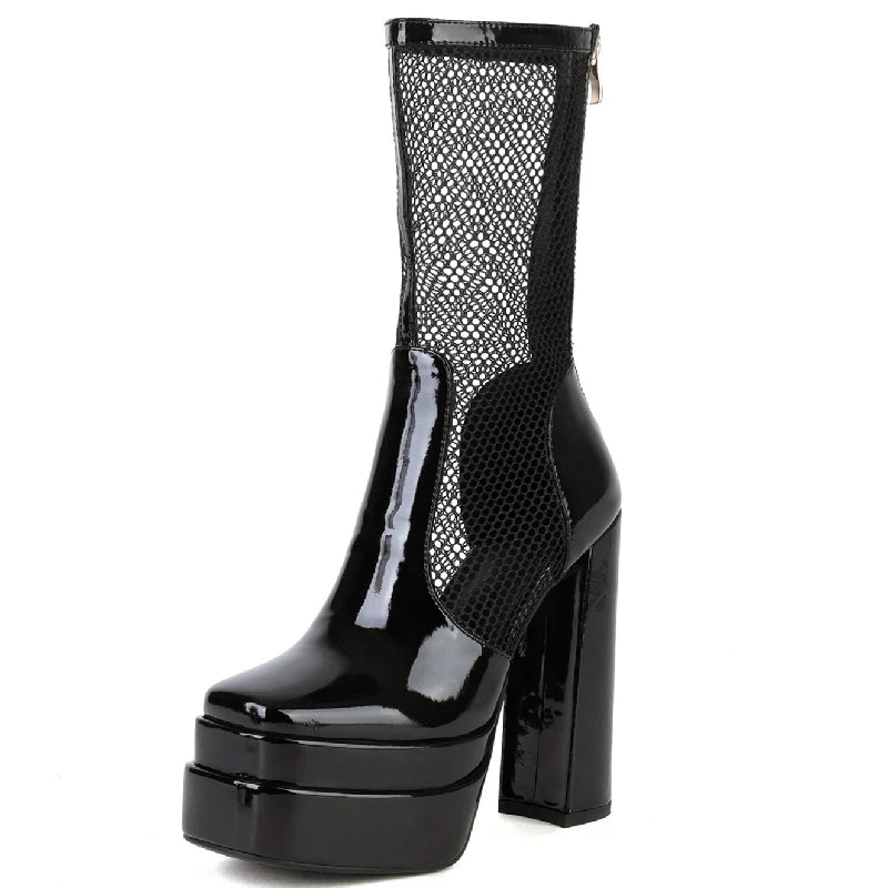 Mama's Mesh Platform Ankle Boot Heels
