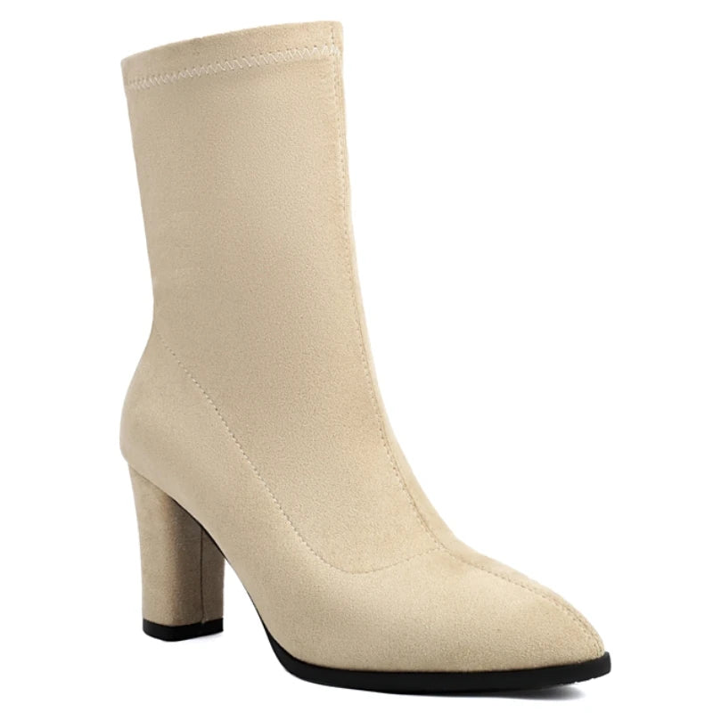 Sexy Stud Ankle Sock Boot Heels