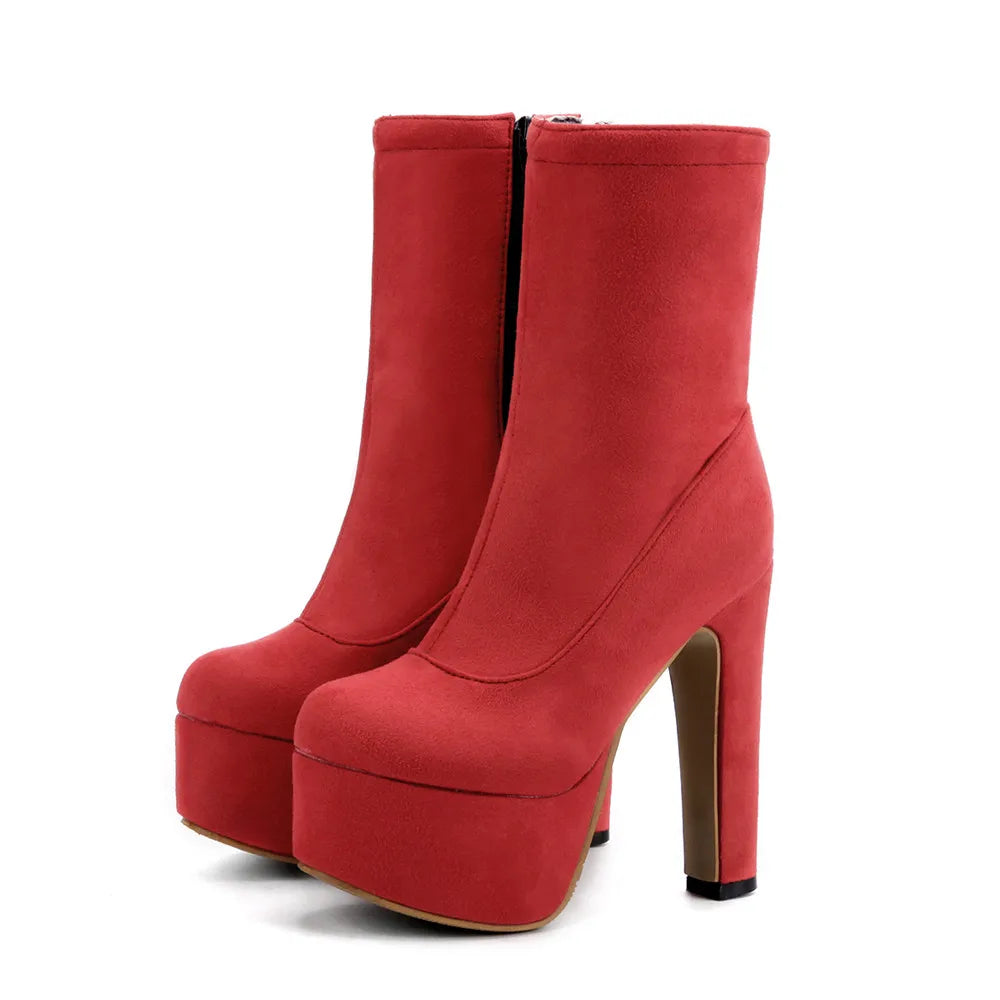 Bangin' Bussy Babe Mid-Calf Platform Boot Heels