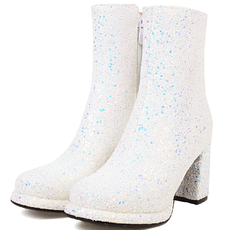 Sexy Sassy Savvy Sequined Ankle Boot Heels
