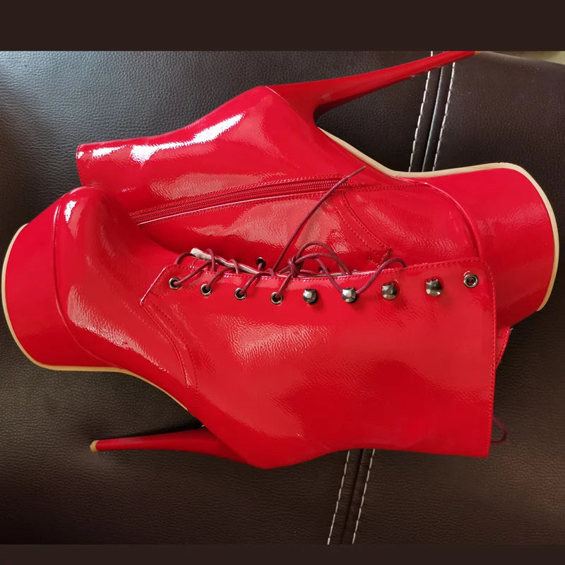 Sexy Slutty Sultry Lace Up Platform Ankle Boot Heels