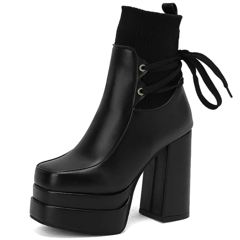 Suck My Sock Platform Ankle Boot Heels