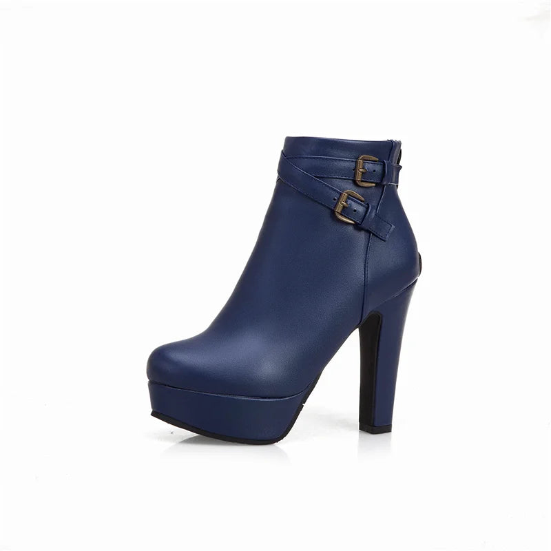 Do Me In The Booty Side Buckle Platform Ankle Boot Heels