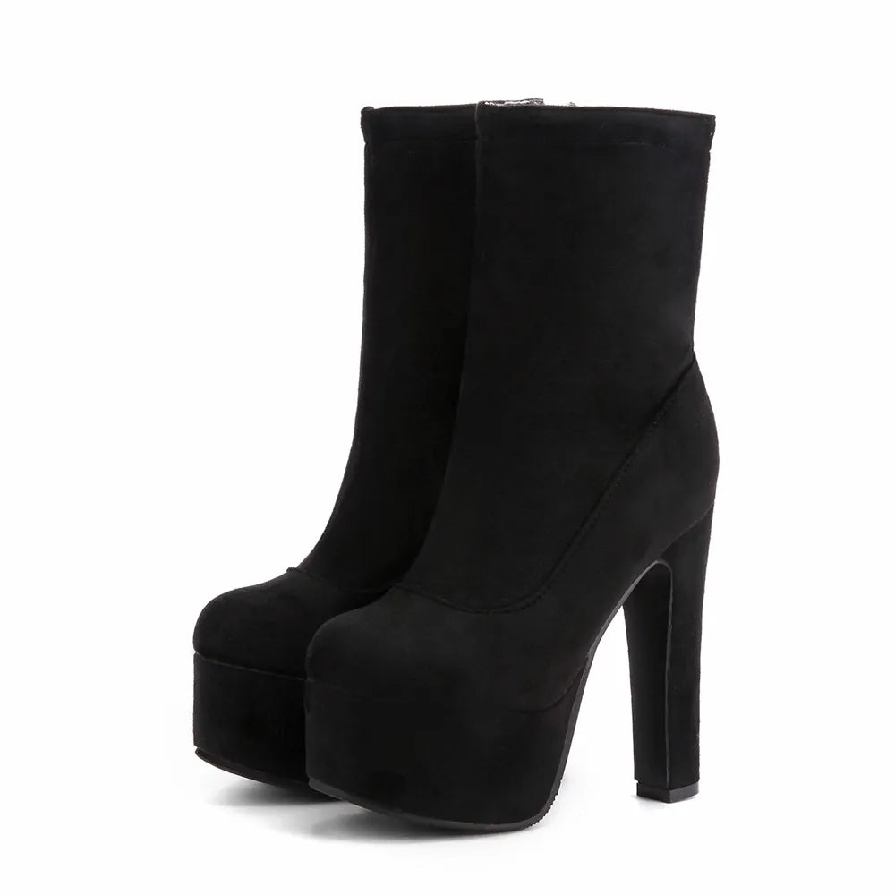 Bangin' Bussy Babe Mid-Calf Platform Boot Heels