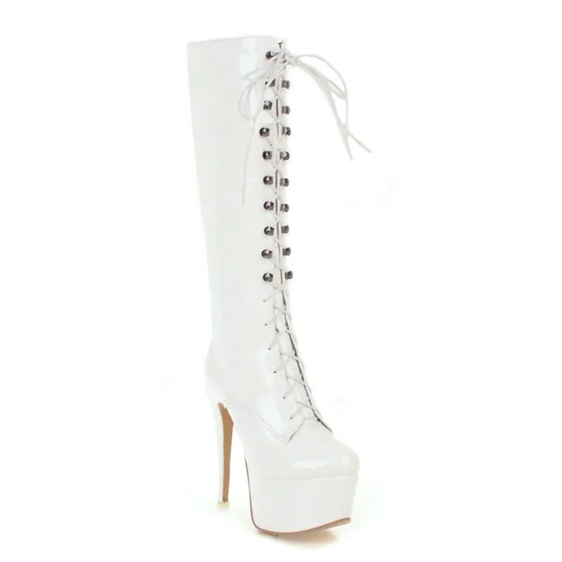 Vivacious Video Vixen Knee High Boot Heels
