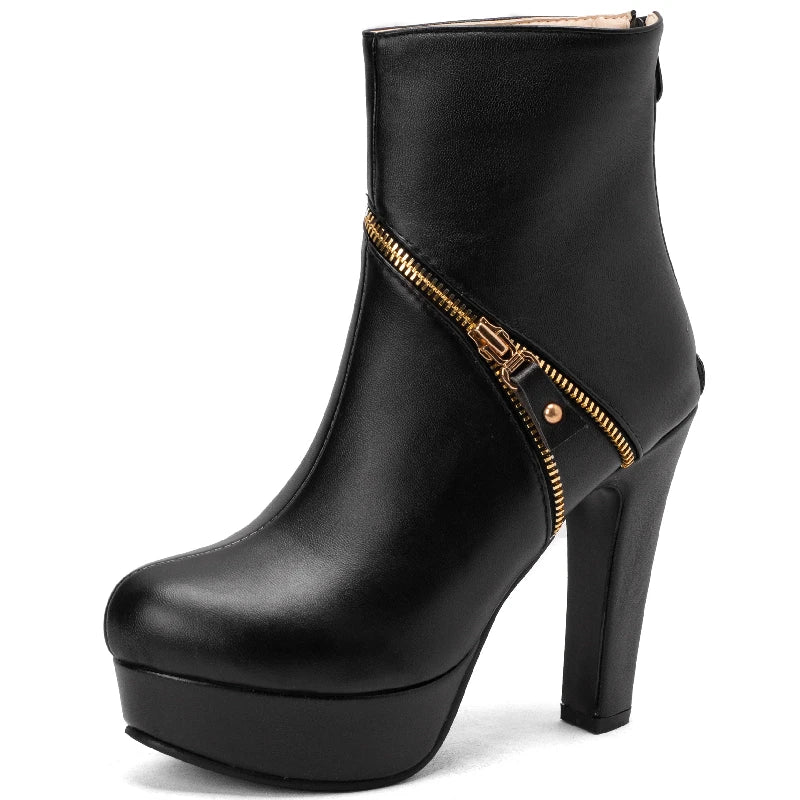 Knock Me Up Naughty Zipper Ankle Boot Heels