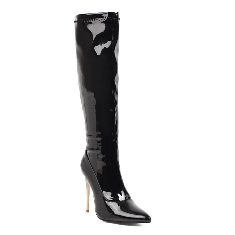 Bend Me Over Do Me On The Sidewalk Rubber Zipper Knee High Boots