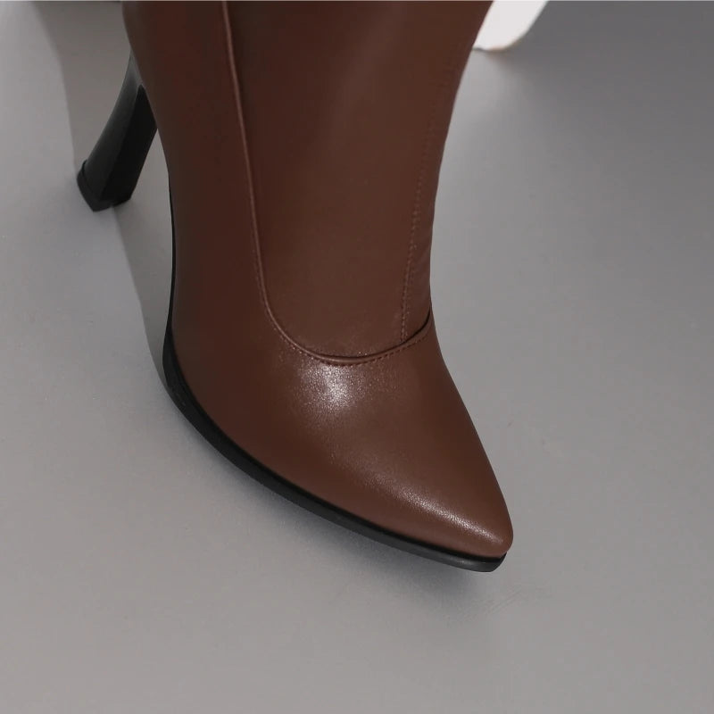 Love Me Long Time Soft Stretch Thigh High Boot Heels