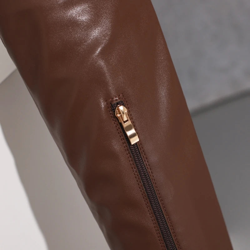 Love Me Long Time Soft Stretch Thigh High Boot Heels