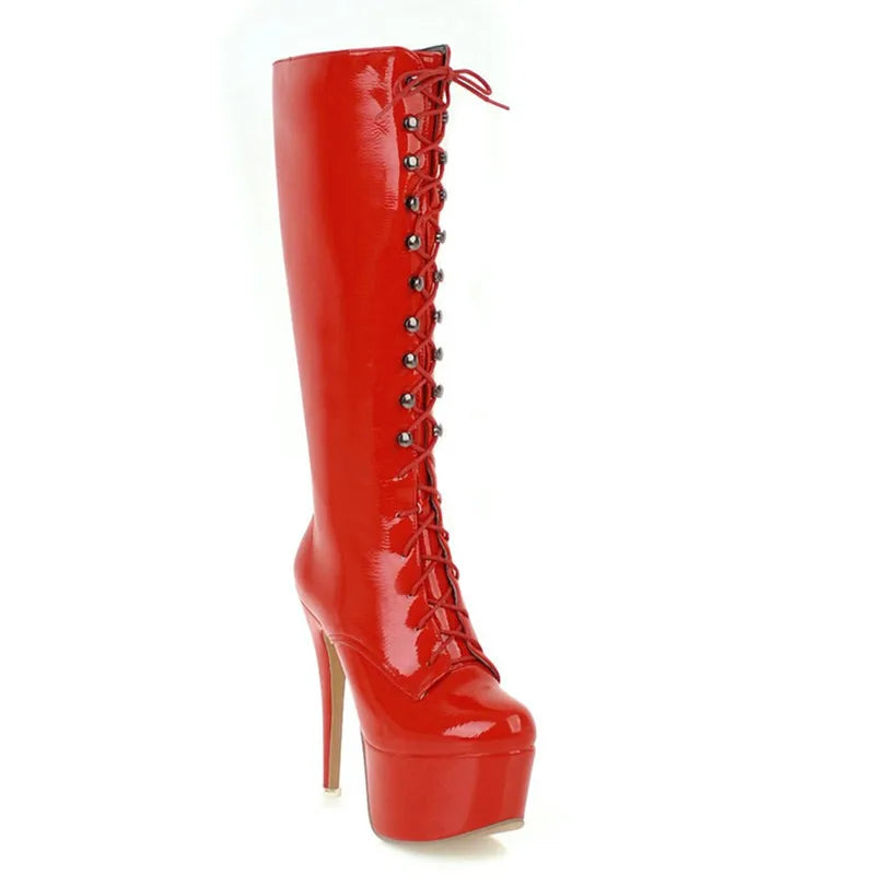 Vivacious Video Vixen Knee High Boot Heels