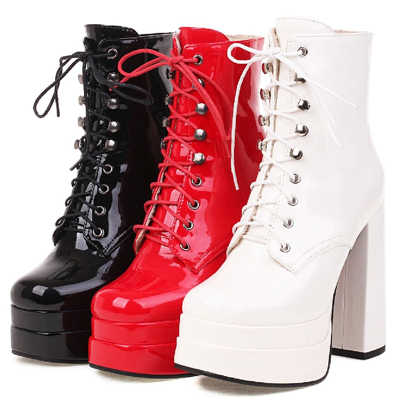 Bossy Bitch Rubber Platform Ankle Boot Heels