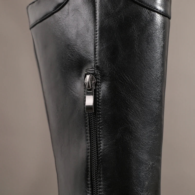Cum In Me Cowboy Sexy Chain Knee High Boot Heels