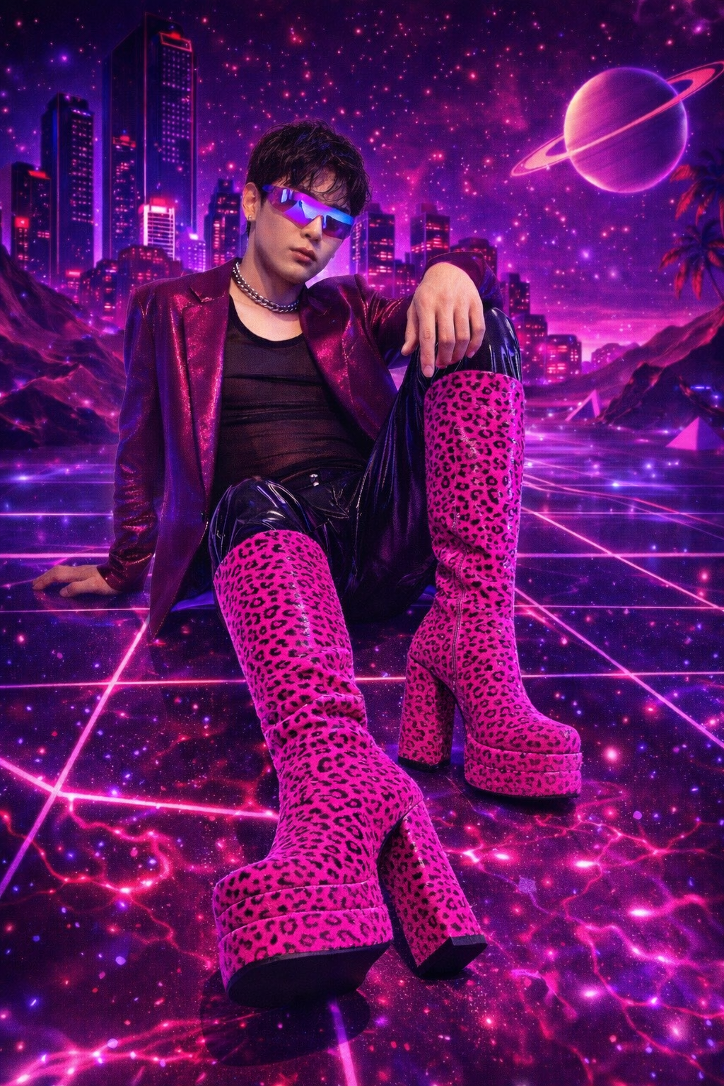 Dick In Me Disco Knee High Boot Heels