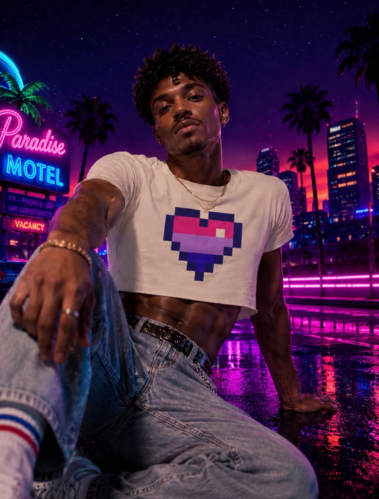Bisexual Pixel Heart Crop Top