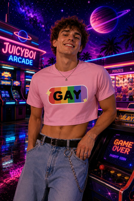 Gay Rainbow Badge Crop Top