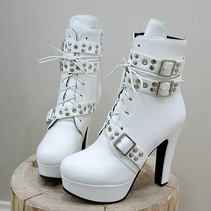 Naughty Neighbor Buckle Platform Ankle Boot Heels