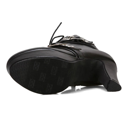 Naughty Neighbor Buckle Platform Ankle Boot Heels