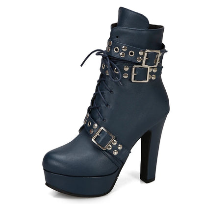 Naughty Neighbor Buckle Platform Ankle Boot Heels