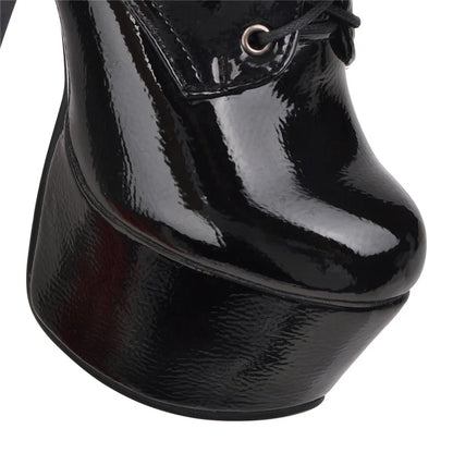 Sexy Slutty Sultry Lace Up Platform Ankle Boot Heels