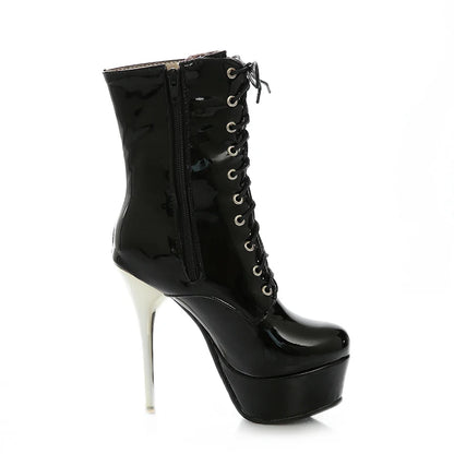 Slutty Kitty Fetish Platform Ankle Boot Heels