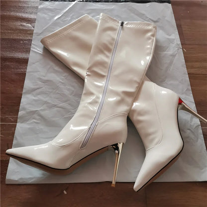 Bend Me Over Do Me On The Sidewalk Rubber Zipper Knee High Boots