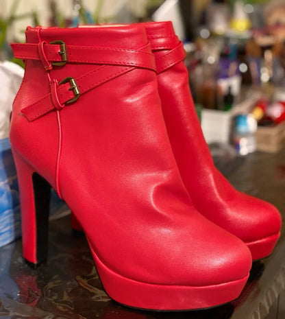 Do Me In The Booty Side Buckle Platform Ankle Boot Heels