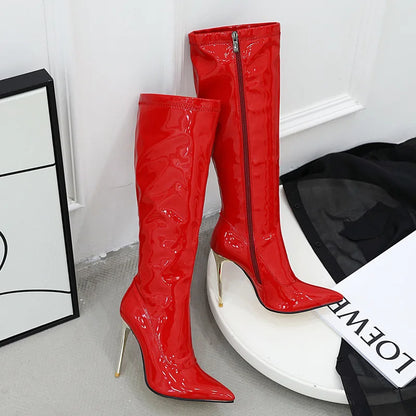 Bend Me Over Do Me On The Sidewalk Rubber Zipper Knee High Boots