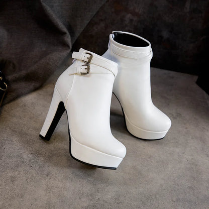 Do Me In The Booty Side Buckle Platform Ankle Boot Heels