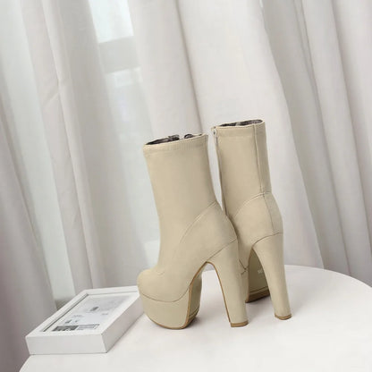 Bangin' Bussy Babe Mid-Calf Platform Boot Heels