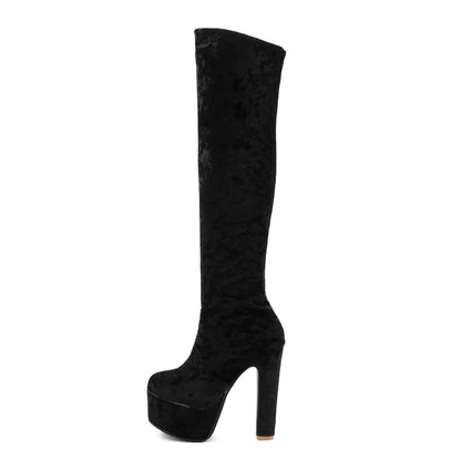 Marry Me Velvet Platform Knee High Boot Heels