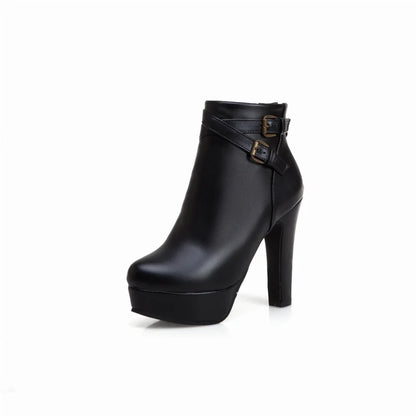 Do Me In The Booty Side Buckle Platform Ankle Boot Heels