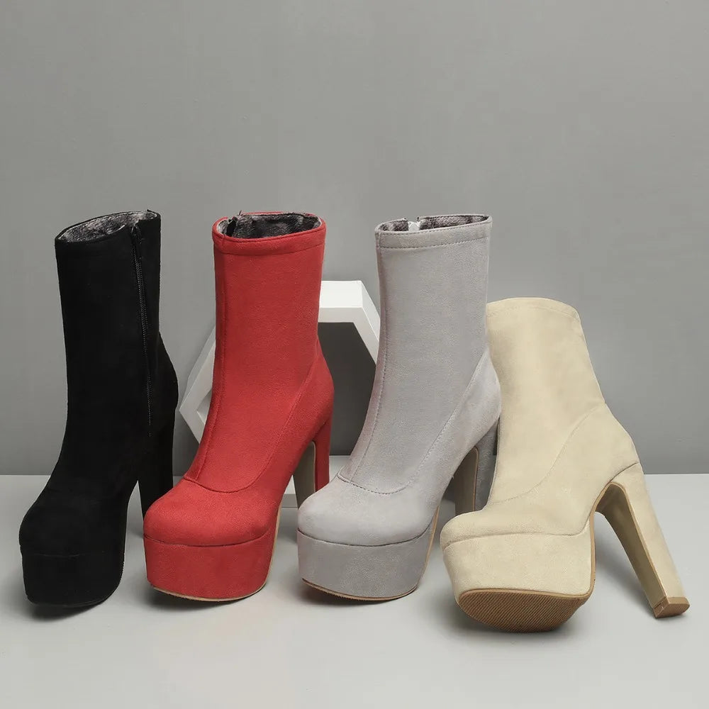 Bangin' Bussy Babe Mid-Calf Platform Boot Heels