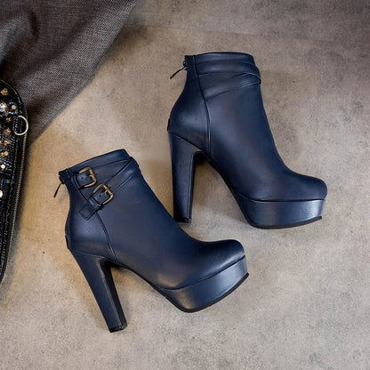 Do Me In The Booty Side Buckle Platform Ankle Boot Heels