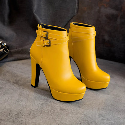 Do Me In The Booty Side Buckle Platform Ankle Boot Heels