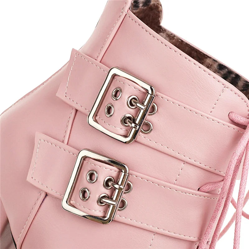 Dig Me Out Double Buckle Strap Ankle Boot Heels