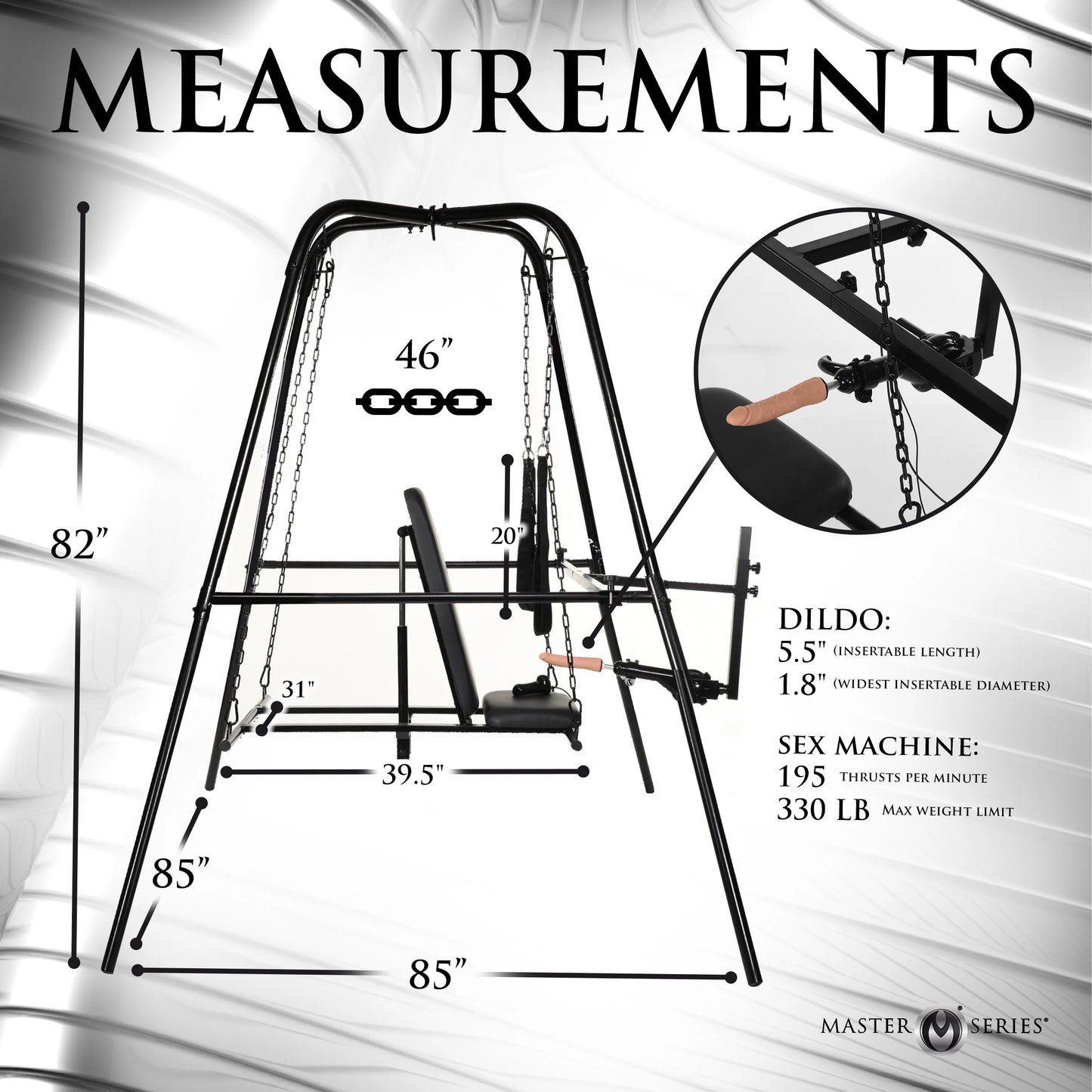 Throne Deluxe Adjustable Sling with Sex Machine